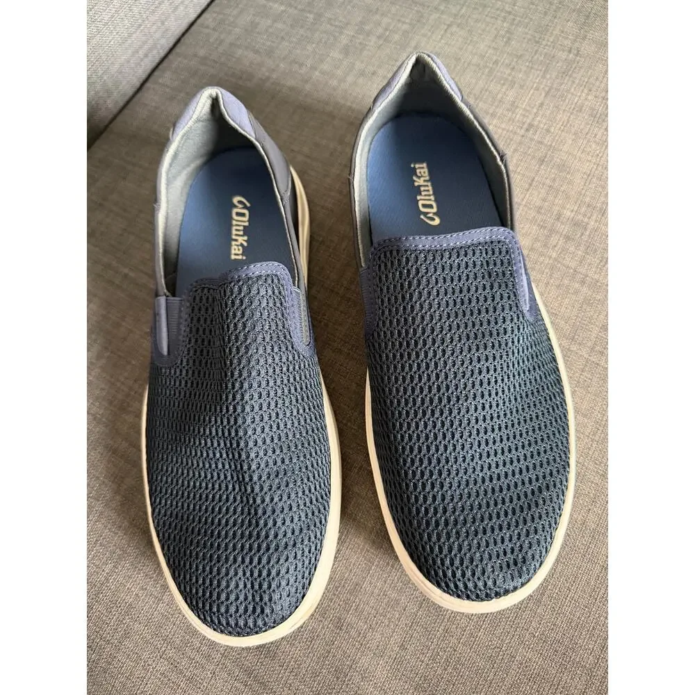 OluKai Lae'ahi Men's Size 10 Navy Blue Mesh Slip On Sneakers Casual Shoes
